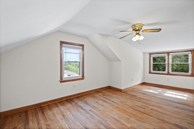 41 Beaver Brook Rd, Danbury, CT 06810 - additional living space featuring healthy amount of natural light, light wood-type flooring, vaulted ceiling, a ceiling fan, and baseboards