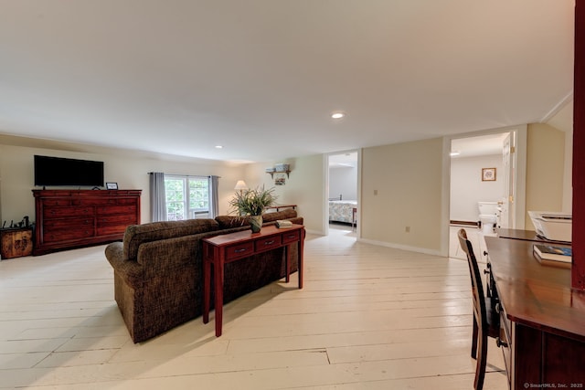 96 Middle Haddam Rd, East Hampton, CT 06456 - living area with light wood-style floors, recessed lighting, and a baseboard radiator