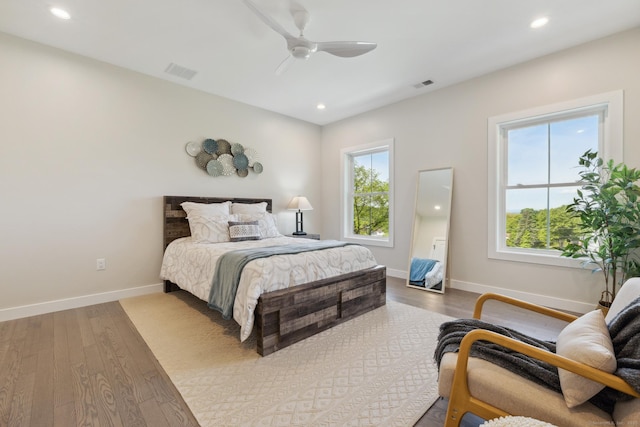 6 Turnpike Rd, Somers, CT 06071 - bedroom with wood finished floors, baseboards, recessed lighting, and ceiling fan