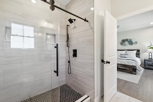 6 Turnpike Rd, Somers, CT 06071 - ensuite bathroom featuring a stall shower and wood finished floors