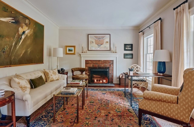 200 Sharon Mountain Rd, Sharon, CT 06069 - living area featuring crown molding, a fireplace, and wood finished floors
