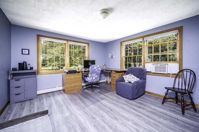 156 Ballamahack Rd, Windham, CT 06280 - home office featuring baseboard heating, cooling unit, and wood finished floors