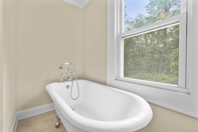 10 Paddock Pl, Milford, CT 06461 - full bathroom with a freestanding tub, tile patterned floors, and baseboards