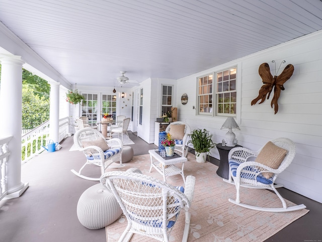 304 Main St, Ridgefield, CT 06877 - view of patio featuring ceiling fan