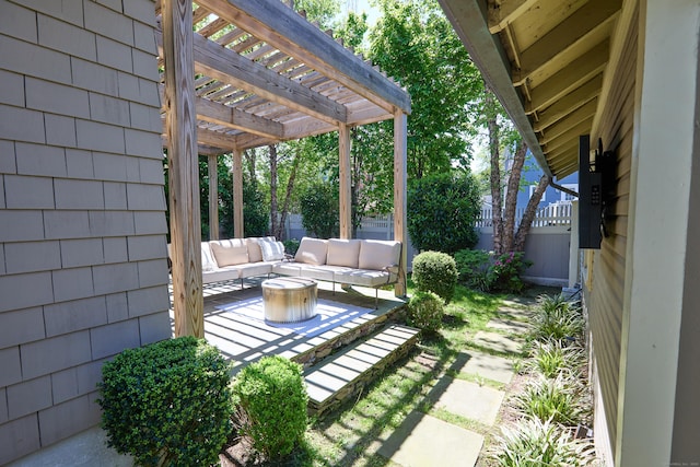 11 Elliott St, Norwalk, CT 06855 - view of yard with outdoor lounge area, a pergola, and a patio