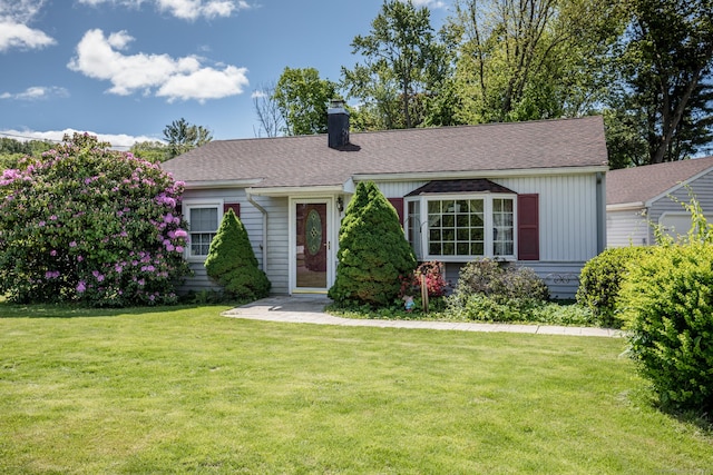 7 Cheryl Ave, Wallingford, CT 06492 - ranch-style home with a chimney, a front lawn, and a shingled roof