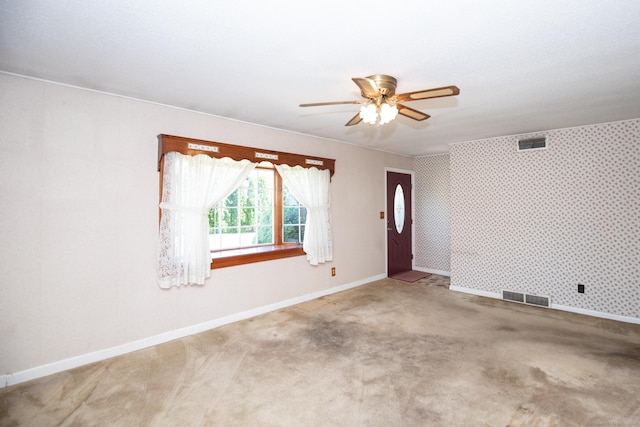 7 Cheryl Ave, Wallingford, CT 06492 - carpeted empty room with a ceiling fan, baseboards, and wallpapered walls