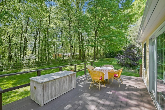 11 Ledgewood Rd, Redding, CT 06896 - wooden terrace featuring outdoor dining area and a yard