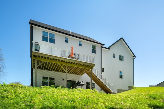 26 Hunting Ridge Rd, Brookfield, CT 06804 - rear view of house with stairs and a deck