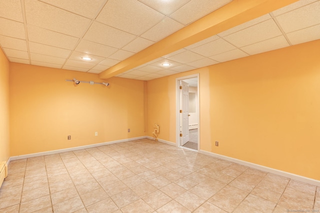 3 Clear View Dr, Mansfield, CT 06250 - empty room with a drop ceiling, recessed lighting, light tile patterned flooring, and baseboards