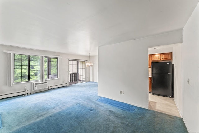 50 Aiken St Apt 465, Norwalk, CT 06851 - unfurnished room with a chandelier, baseboard heating, light colored carpet, and a wall mounted AC