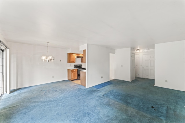 50 Aiken St Apt 465, Norwalk, CT 06851 - unfurnished living room featuring a chandelier and carpet floors