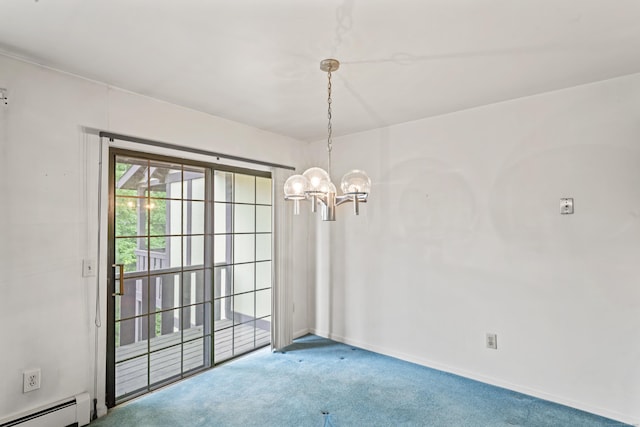 50 Aiken St Apt 465, Norwalk, CT 06851 - carpeted spare room with baseboard heating, a chandelier, and baseboards
