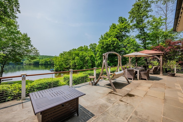 218 Kuhne Rd, Southbury, CT 06488 - view of patio featuring a water view and outdoor dining area