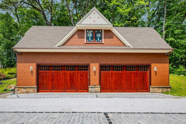 218 Kuhne Rd, Southbury, CT 06488 - garage with view of wooded area