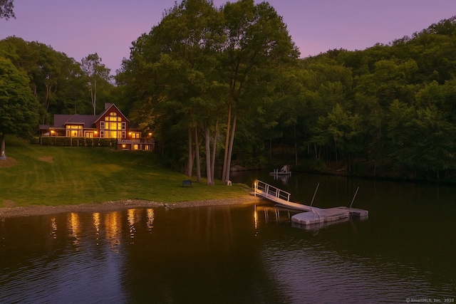218 Kuhne Rd, Southbury, CT 06488 - water view with a floating dock and a forest