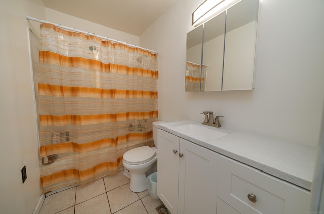 183 Thompson St Unit B, East Haven, CT 06513 - bathroom featuring vanity, toilet, tile patterned floors, and a shower with shower curtain