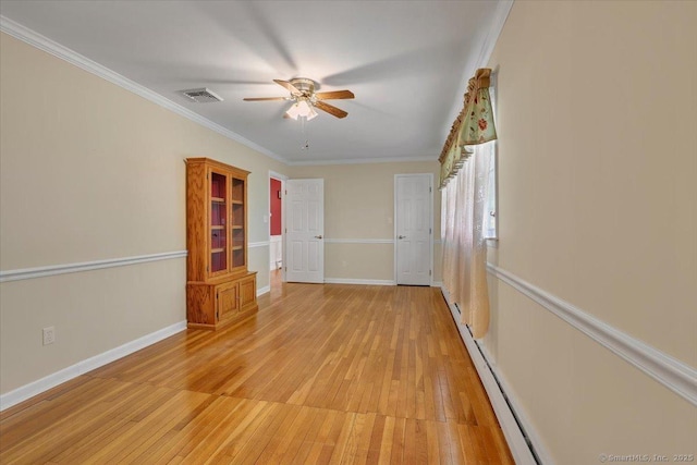 166 Mine Rd, Bristol, CT 06010 - empty room featuring light wood-type flooring, ceiling fan, crown molding, and baseboards
