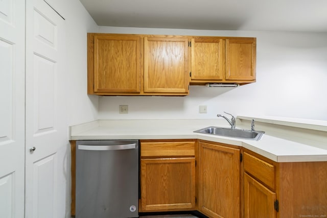 20 E Pembroke Rd Unit 55, Danbury, CT 06811 - kitchen with dishwasher, a sink, light countertops, and brown cabinets