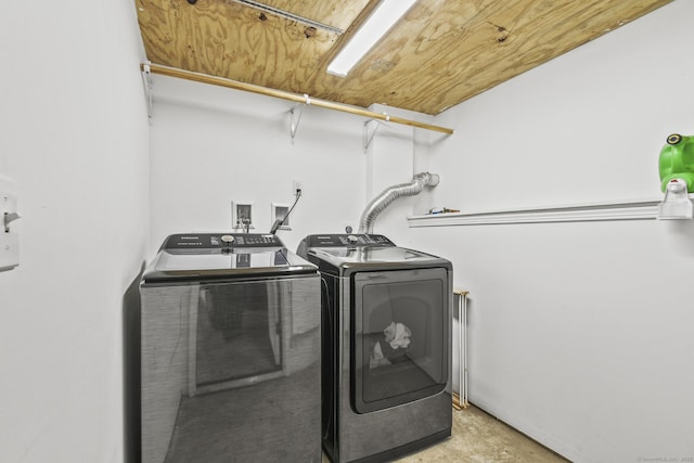 96 Flanders River Rd, Coventry, CT 06238 - washroom featuring independent washer and dryer and wood ceiling