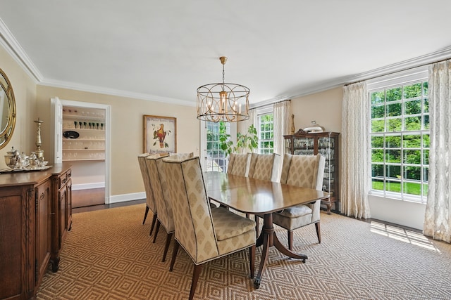 276 Greenley Rd, New Canaan, CT 06840 - dining room featuring a chandelier, healthy amount of natural light, and crown molding