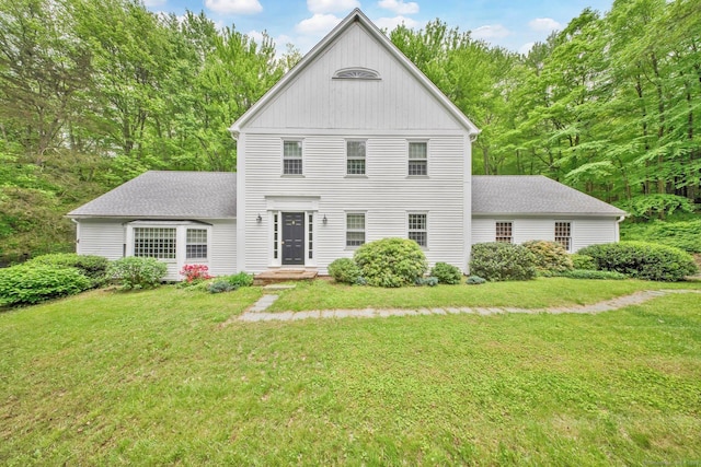 6 Cedar Cir, Newtown, CT 06470 - view of front of property with a front yard and a shingled roof