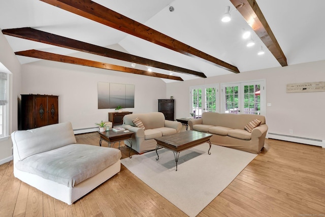 6 Cedar Cir, Newtown, CT 06470 - living room featuring a baseboard heating unit, wood finished floors, and baseboards