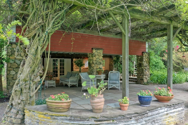 708 Ponus Rdg, New Canaan, CT 06840 - view of patio featuring french doors