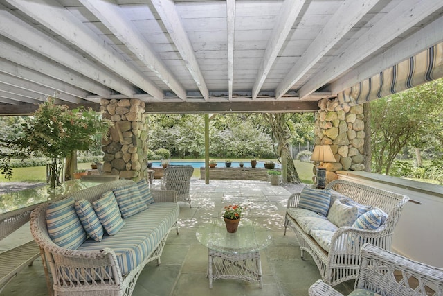 708 Ponus Rdg, New Canaan, CT 06840 - view of patio / terrace featuring an outdoor hangout area and an outdoor pool