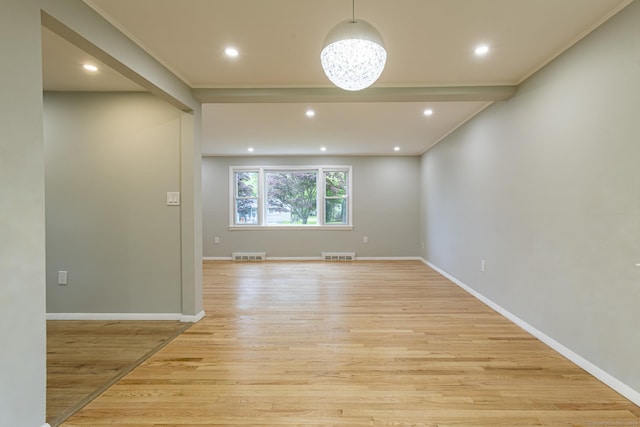 79 Arrowbrook Rd, Windsor, CT 06095 - empty room with light wood-style flooring, recessed lighting, baseboards, and a chandelier