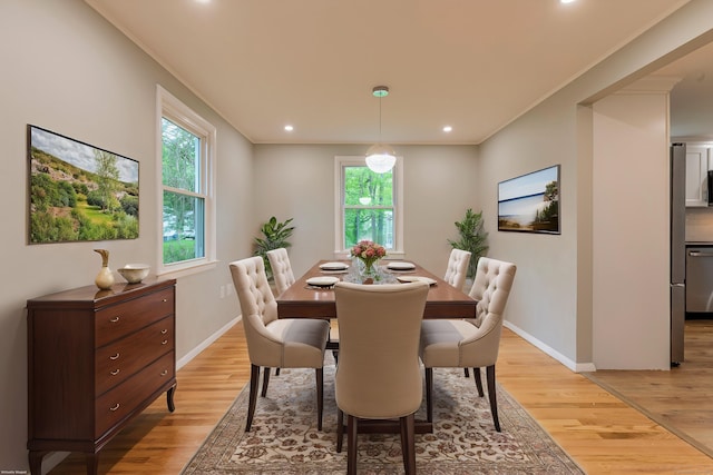 79 Arrowbrook Rd, Windsor, CT 06095 - dining area featuring light wood-style floors, baseboards, recessed lighting, and crown molding