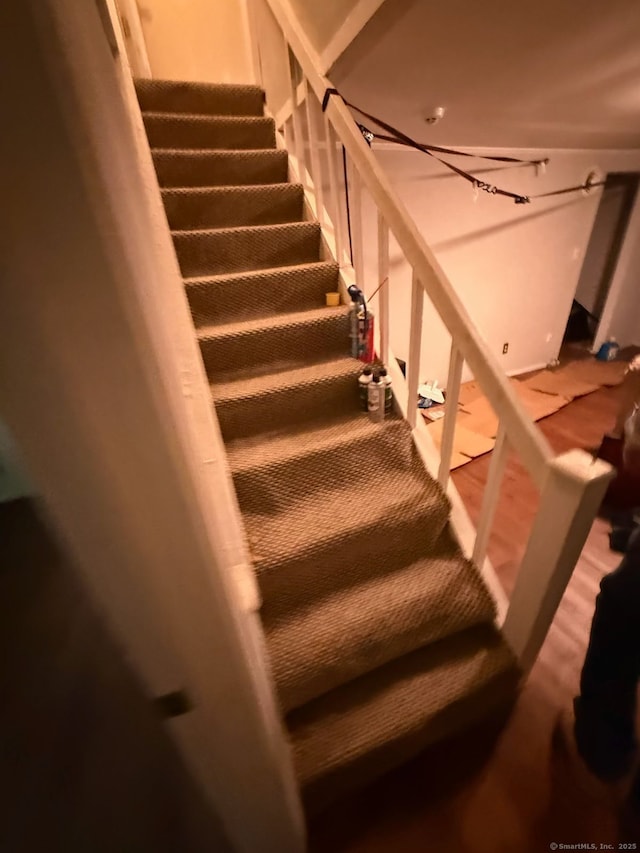 647 Fountain St, New Haven, CT 06515 - staircase featuring wood finished floors