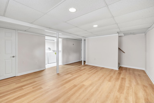 5 Wildmere Ln, Norwalk, CT 06851 - finished basement featuring a paneled ceiling, light wood-style flooring, baseboards, and recessed lighting