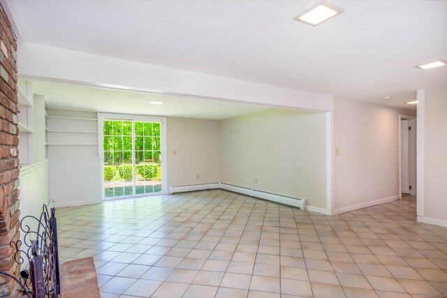 4 Leopard Dr, Newtown, CT 06482 - unfurnished room with light tile patterned floors, baseboards, baseboard heating, and built in features