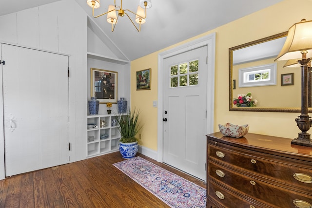 94 Glen Rd, Newtown, CT 06482 - entrance foyer featuring a chandelier, lofted ceiling, dark wood finished floors, healthy amount of natural light, and baseboards