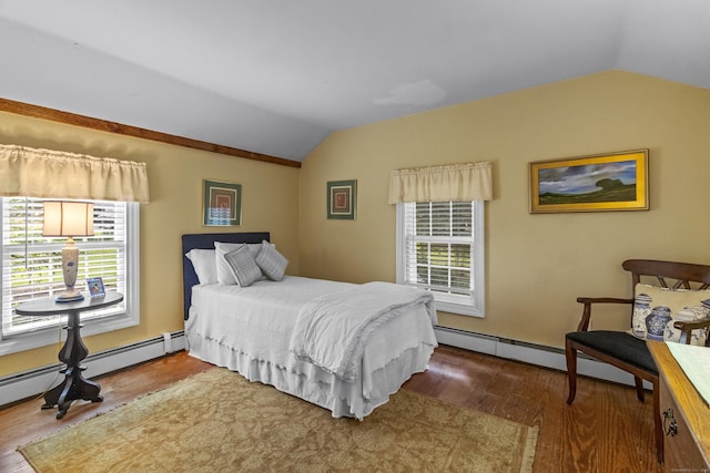 94 Glen Rd, Newtown, CT 06482 - bedroom featuring lofted ceiling, wood finished floors, and a baseboard heating unit