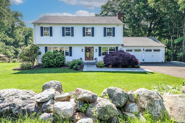 7 Broadview Rd, Brookfield, CT 06804 - colonial-style house with a chimney, a garage, and driveway
