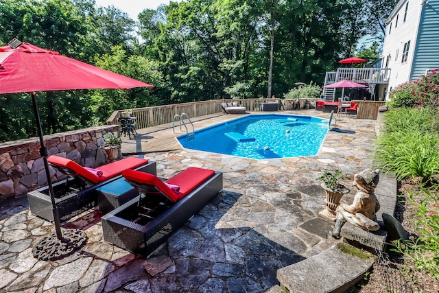 7 Broadview Rd, Brookfield, CT 06804 - view of pool with a wooden deck and a patio