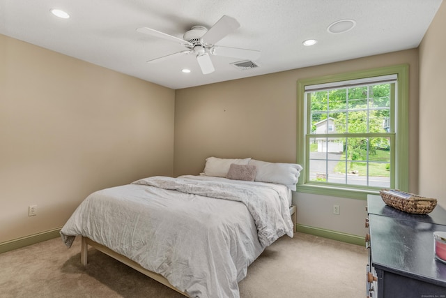 22 Lake Shore Dr, Middlefield, CT 06455 - bedroom with light carpet, baseboards, recessed lighting, and ceiling fan