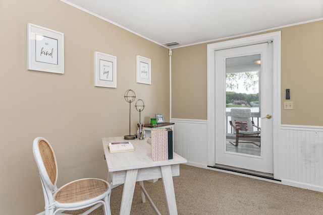 22 Lake Shore Dr, Middlefield, CT 06455 - carpeted office space featuring wainscoting and ornamental molding