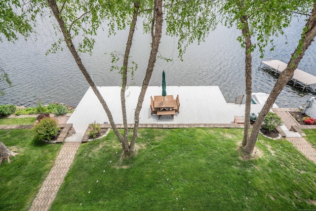 22 Lake Shore Dr, Middlefield, CT 06455 - view of green lawn with a deck with water view
