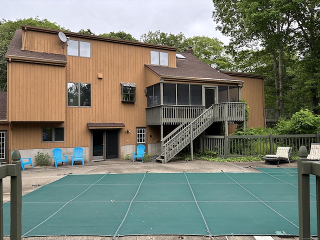 310 Weatherly Trl, Guilford, CT 06437 - view of sport court with a covered pool and stairs