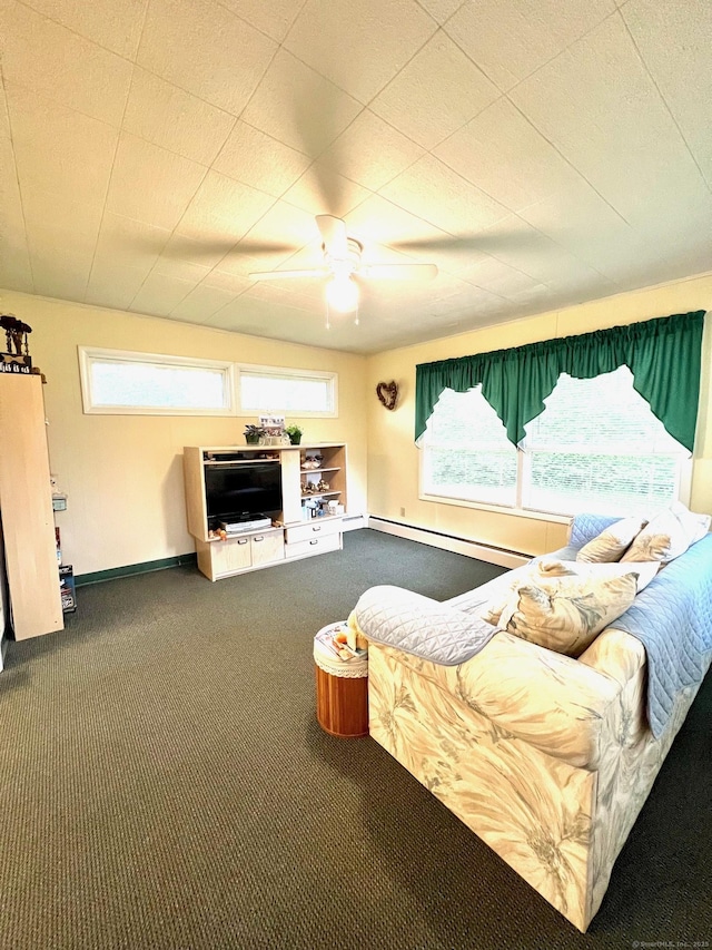 13 Oak St, Wolcott, CT 06716 - living room with a ceiling fan, healthy amount of natural light, carpet, and baseboards