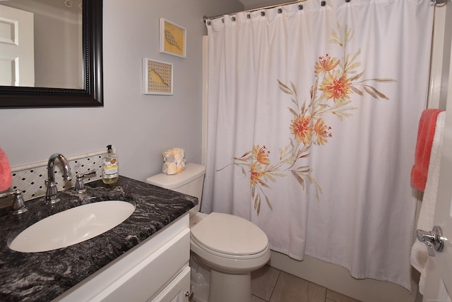 63 Hudson Ln Unit 63, Windsor, CT 06095 - bathroom with vanity, toilet, tile patterned flooring, and shower / bath combination with curtain