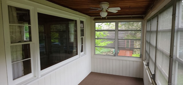 71 Sherry Ln, New Milford, CT 06776 - unfurnished sunroom with wooden ceiling and ceiling fan