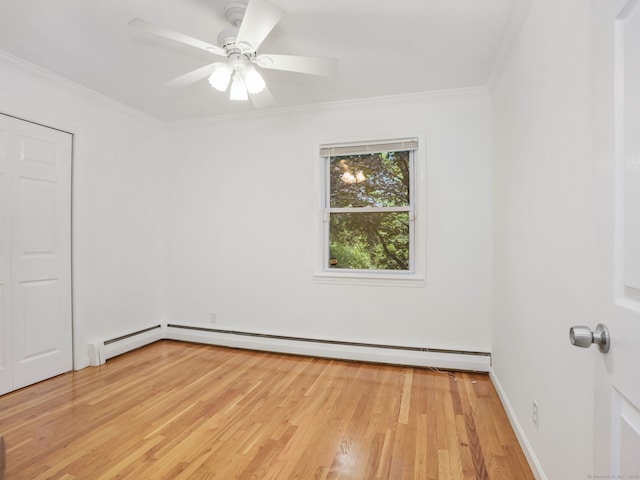 56 Great Neck Rd, Trumbull, CT 06611 - spare room featuring light wood-type flooring, crown molding, and a ceiling fan