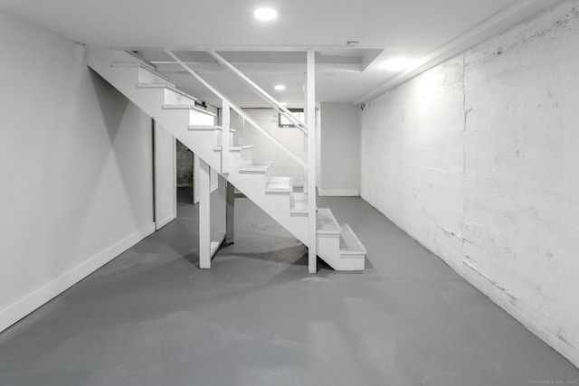 184 Merritt St, Bridgeport, CT 06606 - finished basement with stairway and recessed lighting