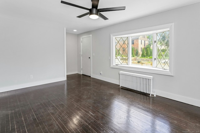 184 Merritt St, Bridgeport, CT 06606 - unfurnished room with radiator, ceiling fan, hardwood / wood-style floors, and baseboards