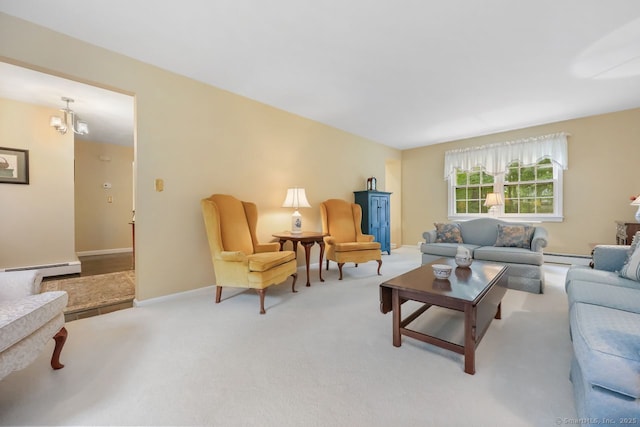 33 Raven Rd, Trumbull, CT 06611 - living room featuring carpet flooring, a baseboard radiator, and baseboards