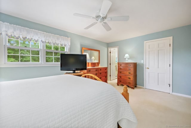 33 Raven Rd, Trumbull, CT 06611 - bedroom with light carpet, baseboards, and a ceiling fan